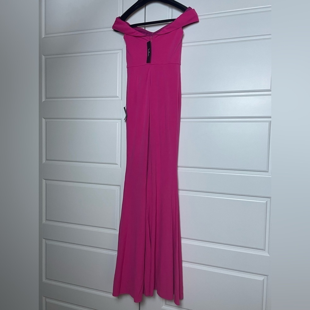 Lulus Song of Love Off the Shoulder Maxi Dress Magenta Pink M25728 XS